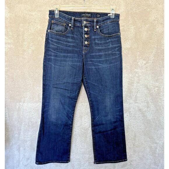 Lucky Brand Womens Sz 12/31 Reg Miniboot Mid-rise Crop Ava Jeans Dark Wash - Picture 1 of 7